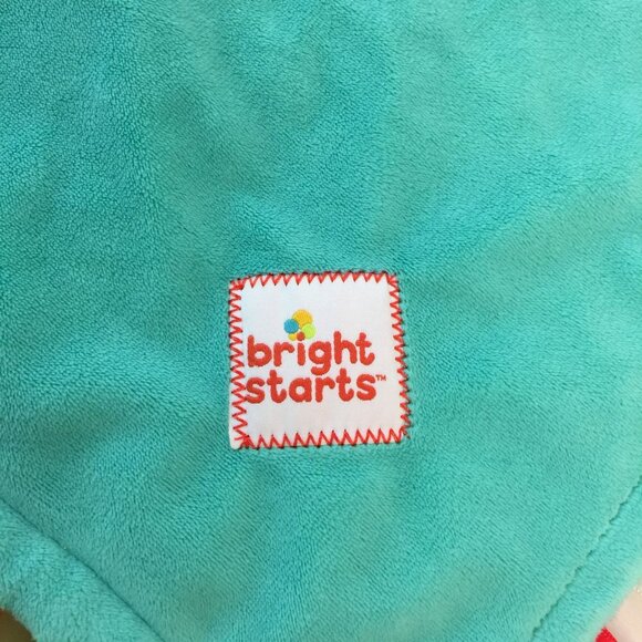 Bright Starts Taggies Teal Squares Lovey 12" Teether Baby Security Blanket - Picture 3 of 7